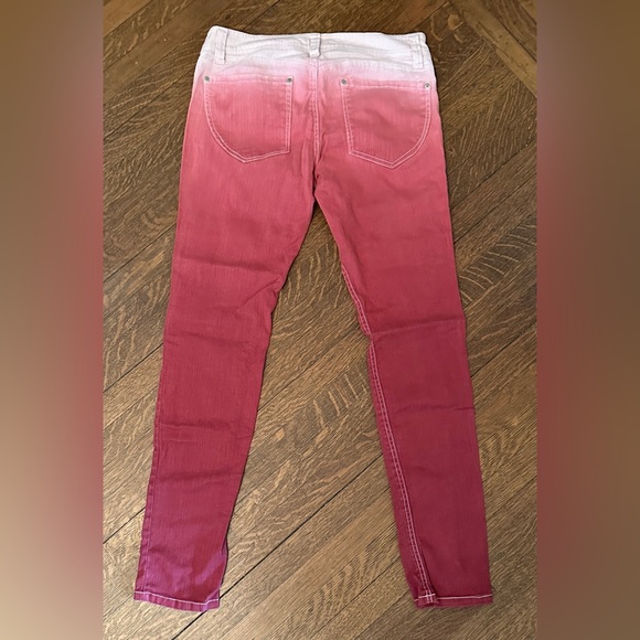 Lazer Jeans Ombré White to Dark Mauve Pink Size 13 Skinny Jeans Low Waist - Picture 4 of 9